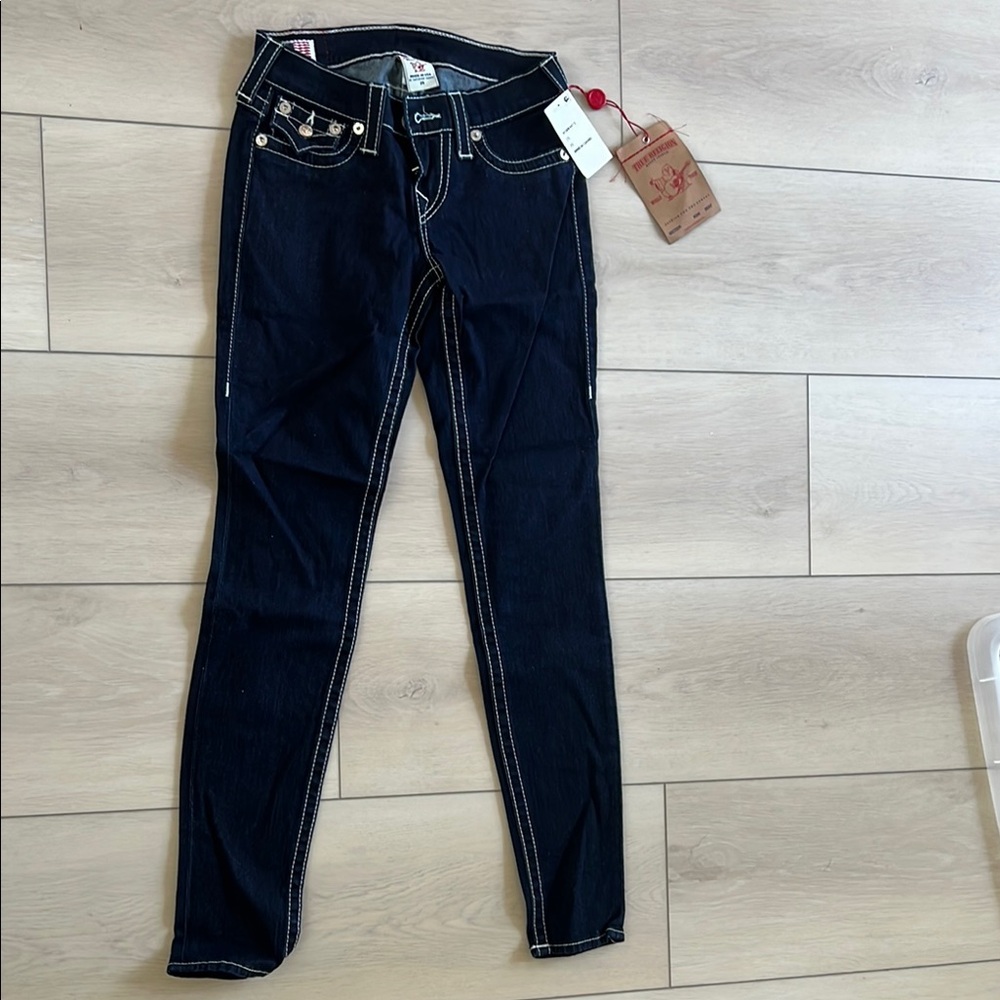 True Religion women’s Blue Skinny Jeans with Classic Indigo Wash